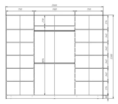 картинка Шкаф-купе 3-х дверный МАКС с зеркалом по центру от магазина КУПИ КУПЕ