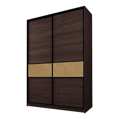 картинка Шкаф-купе 2-х дверный МАКС со вставками с светло-коричневой пленкой Oracal от магазина КУПИ КУПЕ