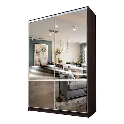 картинка Шкаф-купе 2-х дверный МАКС с зеркалом с пескоструйной вставкой от магазина КУПИ КУПЕ