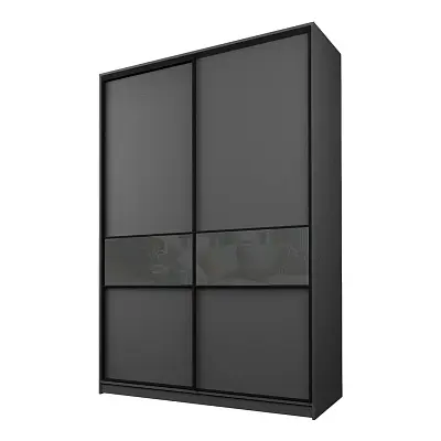 картинка Шкаф-купе 2-х дверный МАКС со вставками с темно-серой пленкой Oracal от магазина КУПИ КУПЕ