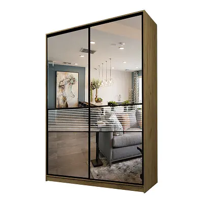 картинка Шкаф-купе 2-х дверный МАКС с зеркалом с пескоструйной вставкой от магазина КУПИ КУПЕ