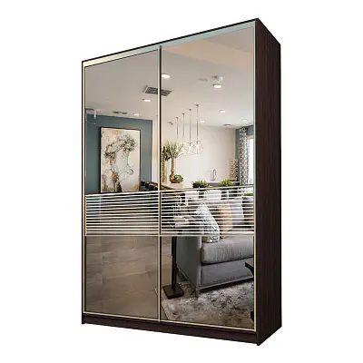 картинка Шкаф-купе 2-х дверный МАКС с зеркалом с пескоструйной вставкой от магазина КУПИ КУПЕ