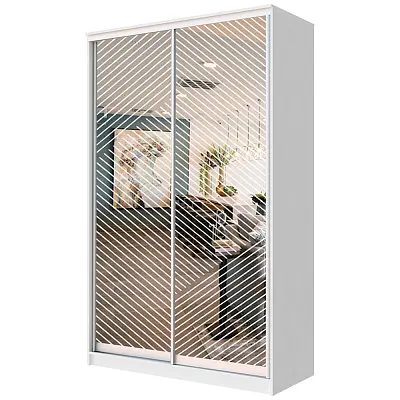 картинка Шкаф-купе 2-х дверный ХИТ с пескоструйным рисунком Диагональные полосы №22-23 от магазина КУПИ КУПЕ