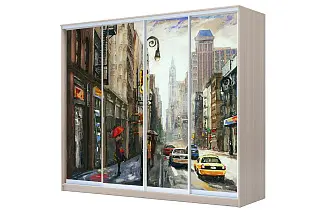 Картинка Шкаф-купе 4-х дверный с фотопечатью Городской пейзаж 2400 2366 420 от интернет-магазина Купи-купе