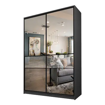 картинка Шкаф-купе 2-х дверный МАКС с зеркалом с пескоструйной вставкой от магазина КУПИ КУПЕ