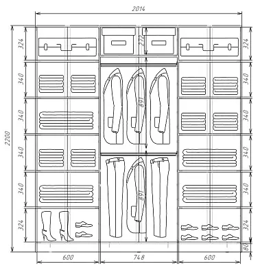картинка Шкаф-купе 3-х дверный с пескоструйным рисунком Диагональные полосы №21-22 с зеркалом 2200 2014 620 от магазина КУПИ КУПЕ