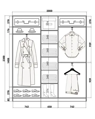 картинка Шкаф-купе 3-х дверный с пескоструйным рисунком Сетка 2300 2014 420 от магазина КУПИ КУПЕ