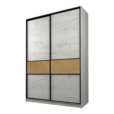 картинка Шкаф-купе 2-х дверный МАКС со вставками с светло-коричневой пленкой Oracal от магазина КУПИ КУПЕ