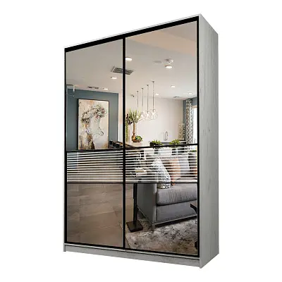 картинка Шкаф-купе 2-х дверный МАКС с зеркалом с пескоструйной вставкой от магазина КУПИ КУПЕ