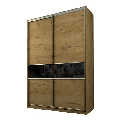 картинка Шкаф-купе 2-х дверный МАКС со вставками с черной пленкой Oracal от магазина КУПИ КУПЕ