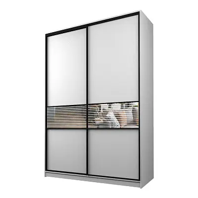 картинка Шкаф-купе 2-х дверный МАКС с зеркальной вставкой с пескоструйным рисунком от магазина КУПИ КУПЕ