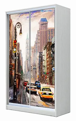 картинка Шкаф-купе 2-х дверный с фотопечатью Городской пейзаж 2200 1500 420 от магазина КУПИ КУПЕ