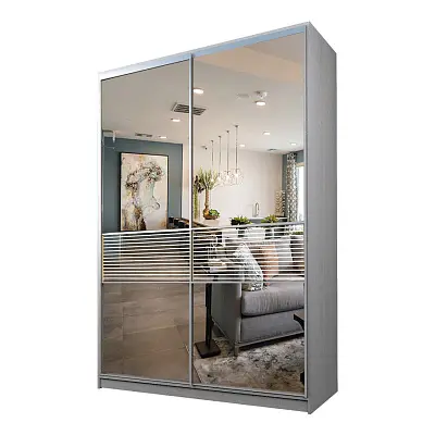 картинка Шкаф-купе 2-х дверный МАКС с зеркалом с пескоструйной вставкой от магазина КУПИ КУПЕ