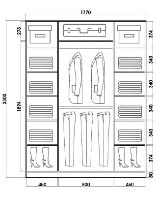 картинка Шкаф-купе 3-х дверный с пескоструйным рисунком Горизонтальные полосы №25 2300 1770 620 от магазина КУПИ КУПЕ