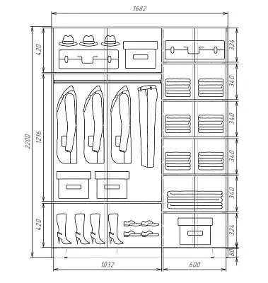 картинка Шкаф-купе 2-х дверный с пескоструйным рисунком Горизонтальные полосы №26 2200 1682 620 от магазина КУПИ КУПЕ