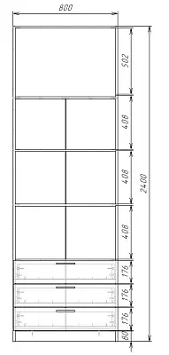 картинка Шкаф ЭКОН распашной 2-х дверный с 3-мя ящиками с полками с 2-мя зеркалами от магазина КУПИ КУПЕ