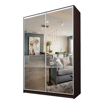 картинка Шкаф-купе 2-х дверный МАКС с зеркалом с пескоструйной вставкой от магазина КУПИ КУПЕ