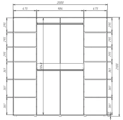 картинка Шкаф Гранд ГШК/2 распашной 4-х дверный с двумя штангами от магазина КУПИ КУПЕ