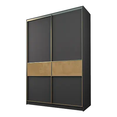 картинка Шкаф-купе 2-х дверный МАКС со вставками с светло-коричневой пленкой Oracal от магазина КУПИ КУПЕ