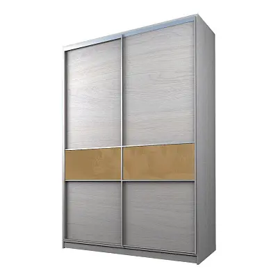 картинка Шкаф-купе 2-х дверный МАКС со вставками с светло-коричневой пленкой Oracal от магазина КУПИ КУПЕ