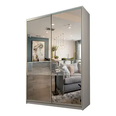 картинка Шкаф-купе 2-х дверный МАКС с зеркалом с пескоструйной вставкой от магазина КУПИ КУПЕ