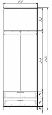 картинка Шкаф ЭКОН распашной 2-х дверный с 2-мя ящиками со штангой с 2-мя зеркалами от магазина КУПИ КУПЕ