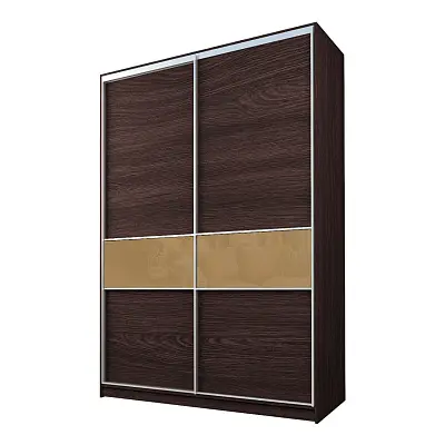 картинка Шкаф-купе 2-х дверный МАКС со вставками с светло-коричневой пленкой Oracal от магазина КУПИ КУПЕ