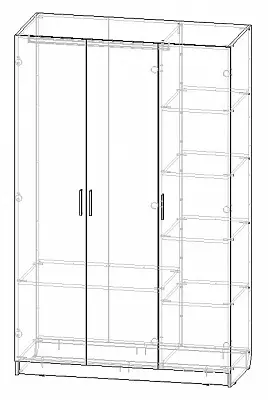картинка Шкаф распашной  3-х дверный с одним зеркалом Экон-П3-19-12-з от магазина КУПИ КУПЕ