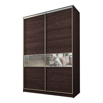 картинка Шкаф-купе 2-х дверный МАКС с зеркальной вставкой с пескоструйным рисунком от магазина КУПИ КУПЕ