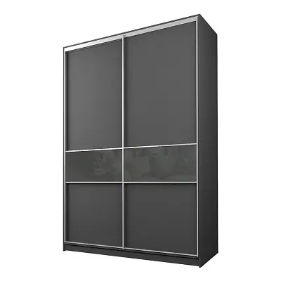 картинка Шкаф-купе 2-х дверный МАКС со вставками с темно-серой пленкой Oracal от магазина КУПИ КУПЕ