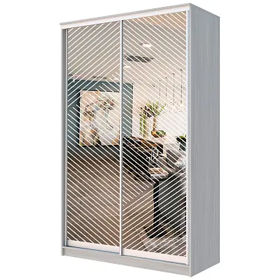 картинка Шкаф-купе 2-х дверный ХИТ с пескоструйным рисунком Диагональные полосы №22-23 от магазина КУПИ КУПЕ