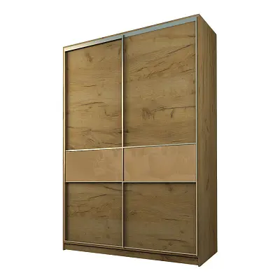 картинка Шкаф-купе 2-х дверный МАКС со вставками с светло-коричневой пленкой Oracal от магазина КУПИ КУПЕ