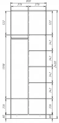 картинка Шкаф ЭКОН распашной 2-х дверный с полками и штангой от магазина КУПИ КУПЕ