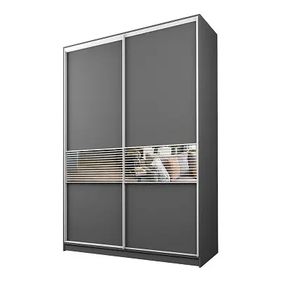 картинка Шкаф-купе 2-х дверный МАКС с зеркальной вставкой с пескоструйным рисунком от магазина КУПИ КУПЕ