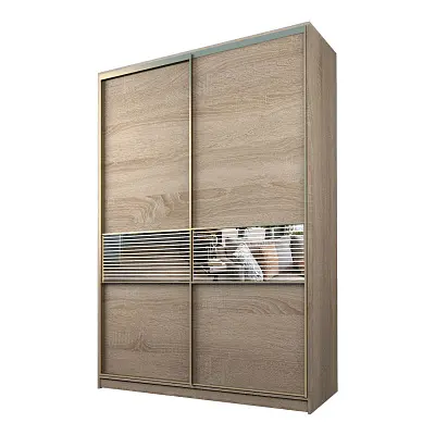 картинка Шкаф-купе 2-х дверный МАКС с зеркальной вставкой с пескоструйным рисунком от магазина КУПИ КУПЕ