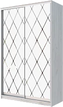 Картинка Шкаф-купе 2-х дверный с пескоструйным рисунком Ромб большой матовый 2400 1362 420 от интернет-магазина Купи-купе