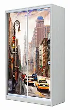 Картинка Шкаф-купе 2-х дверный с фотопечатью Городской пейзаж 2200 1200 420 от интернет-магазина Купи-купе