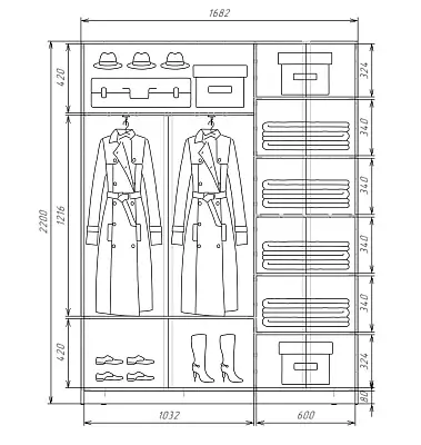 картинка 2-х дверный шкаф купе с цветной пленкой Средне-Серый №074 2200 1682 420 от магазина КУПИ КУПЕ