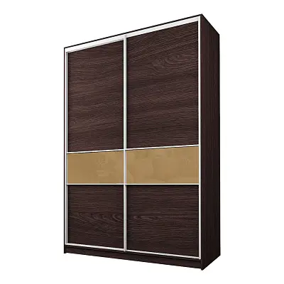 картинка Шкаф-купе 2-х дверный МАКС со вставками с светло-коричневой пленкой Oracal от магазина КУПИ КУПЕ