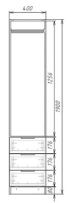 картинка Шкаф ЭКОН распашной 1 дверный с 3-мя ящиками со штангой с зеркалом от магазина КУПИ КУПЕ