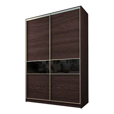 картинка Шкаф-купе 2-х дверный МАКС со вставками с черной пленкой Oracal от магазина КУПИ КУПЕ