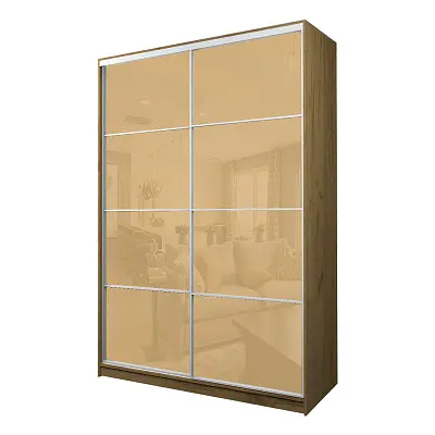 картинка Шкаф-купе 2-х дверный МАКС с бежевой пленкой Oracal от магазина КУПИ КУПЕ