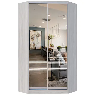 картинка Шкаф-купе 2-х дверный угловой ХИТ с пескоструйным рисунком Полосы №26 от магазина КУПИ КУПЕ