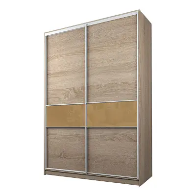 картинка Шкаф-купе 2-х дверный МАКС со вставками с светло-коричневой пленкой Oracal от магазина КУПИ КУПЕ