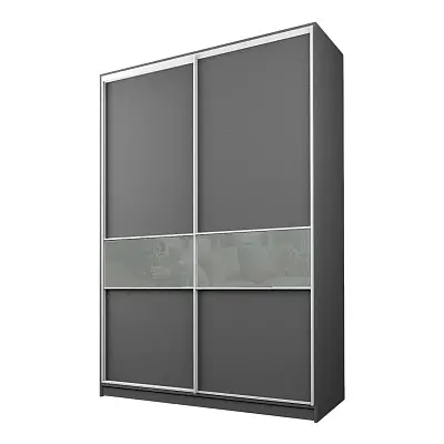 картинка Шкаф-купе 2-х дверный МАКС со вставками с светло-серой пленкой Oracal от магазина КУПИ КУПЕ