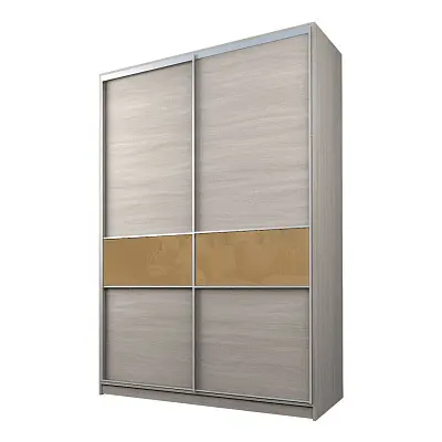 картинка Шкаф-купе 2-х дверный МАКС со вставками с светло-коричневой пленкой Oracal от магазина КУПИ КУПЕ