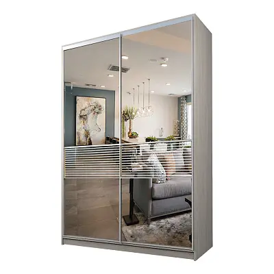 картинка Шкаф-купе 2-х дверный МАКС с зеркалом с пескоструйной вставкой от магазина КУПИ КУПЕ