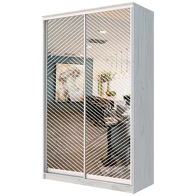 картинка Шкаф-купе 2-х дверный ХИТ с пескоструйным рисунком Диагональные полосы №22-23 от магазина КУПИ КУПЕ