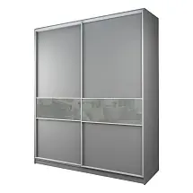 Шкаф-купе 2-х дверный МАКС со вставками с светло-серой пленкой Oracal