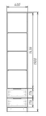картинка Шкаф ЭКОН распашной 1 дверный с 2-мя ящиками с полками с зеркалом от магазина КУПИ КУПЕ